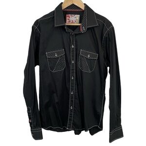 7 Downie Street Button Down Shirt Mens 6 Large Black